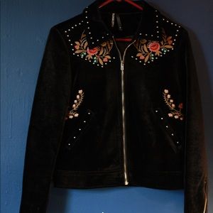 Velvet Western studded embroidered jacket